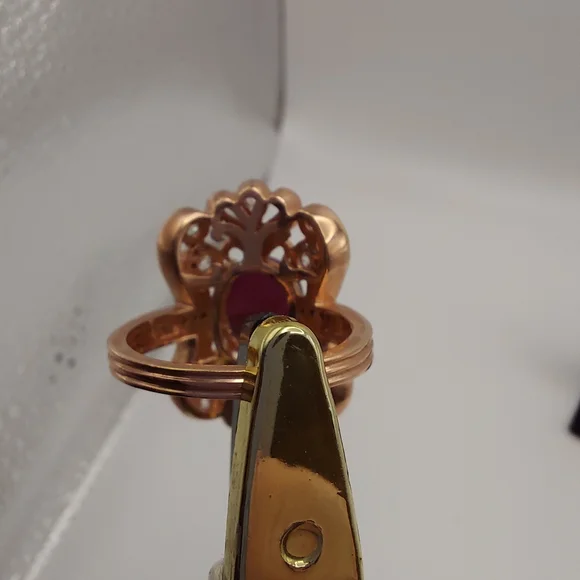 Vintage Rose GOS 925 Purple Cabachon & CZ Embellishments Cocktail Ring, sz 8,GC. - Picture 5 of 10